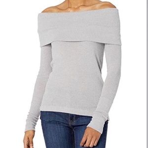 Free People Snowbunny Off The Shoulder Gray Top